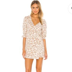 Majorelle Hartley wrap mini leopard dress